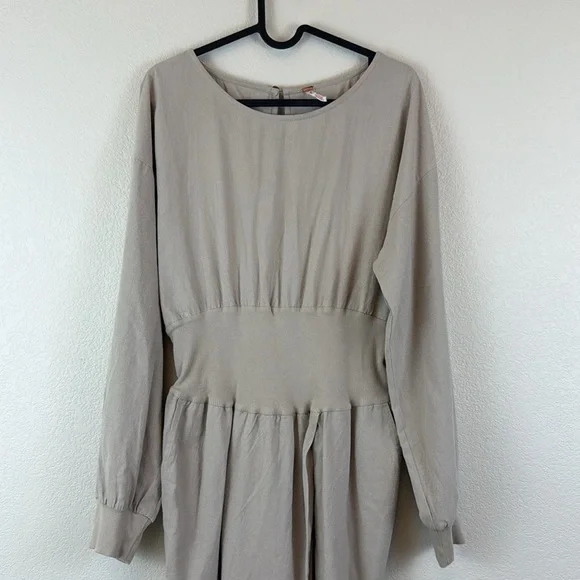 Free People Sonika Tan Jumpsuit with Relaxed Fit and Tapered Legs Size Small